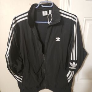 Adidas Black Track Jacket with White Stripes